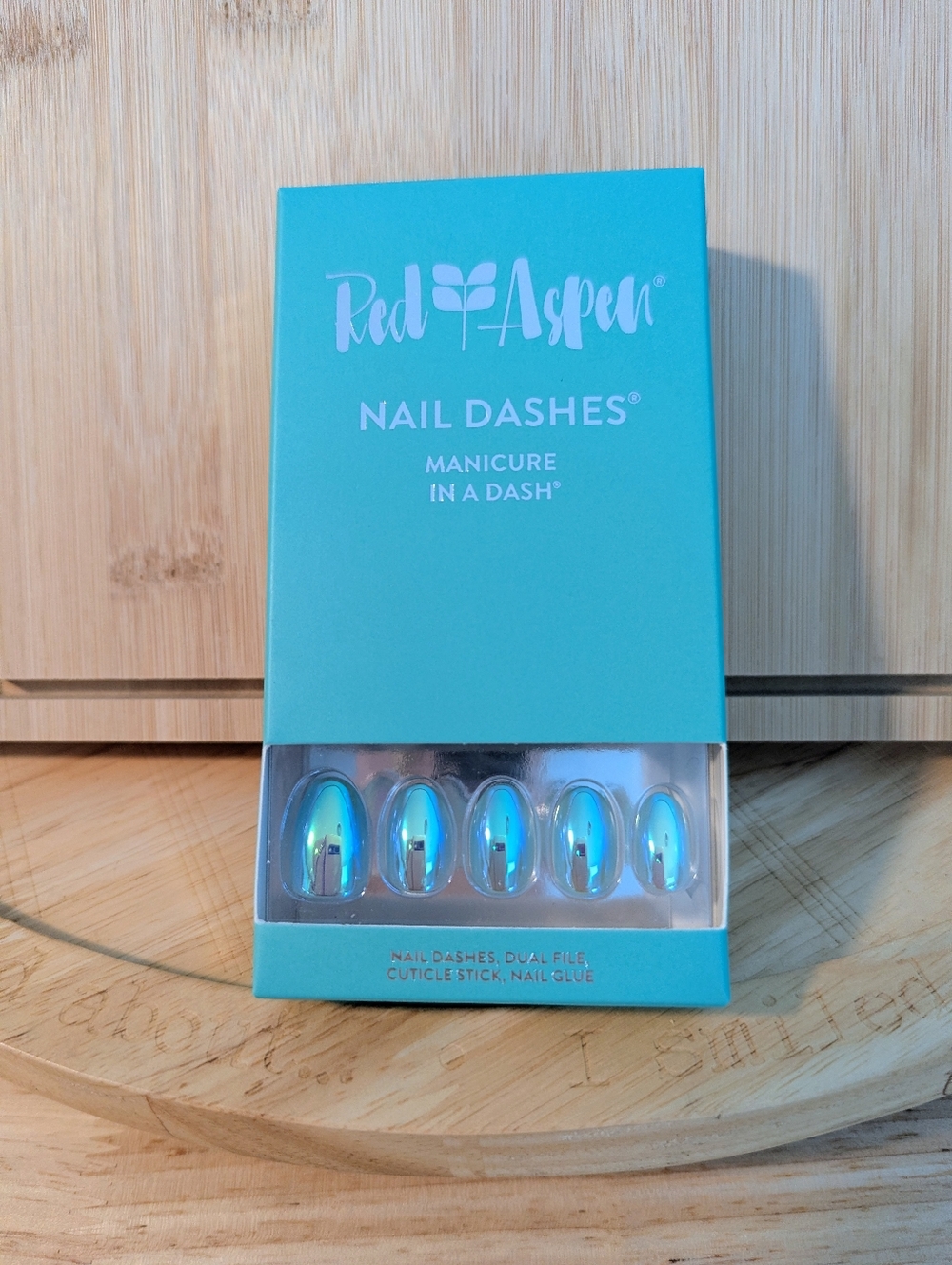 Teal Chrome Nail Dashes - Press-On Nails